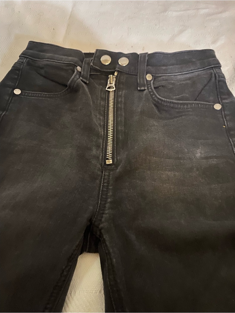 rag & bone Ryder Coated Ash High Rise Moto Skinny Jeans Exposed Zip 24
